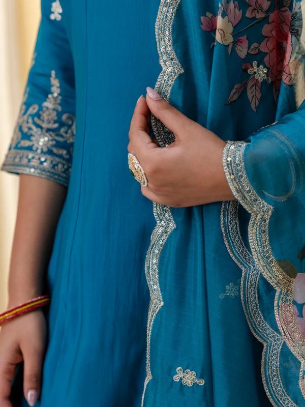 VP 9813 R Embroidred Kurta Sets with Sequins Work Women Suits